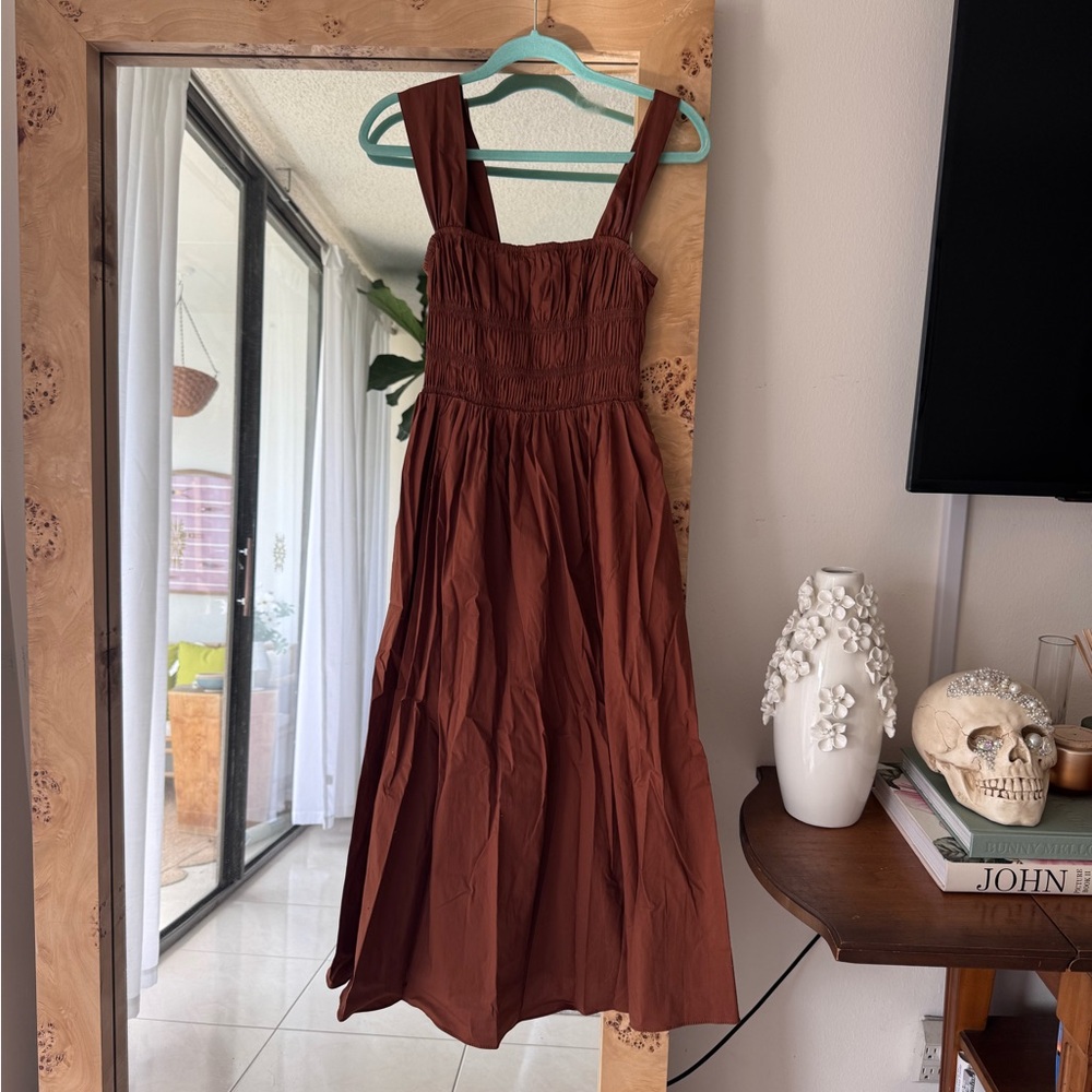 STAUD Brown Midi Dress